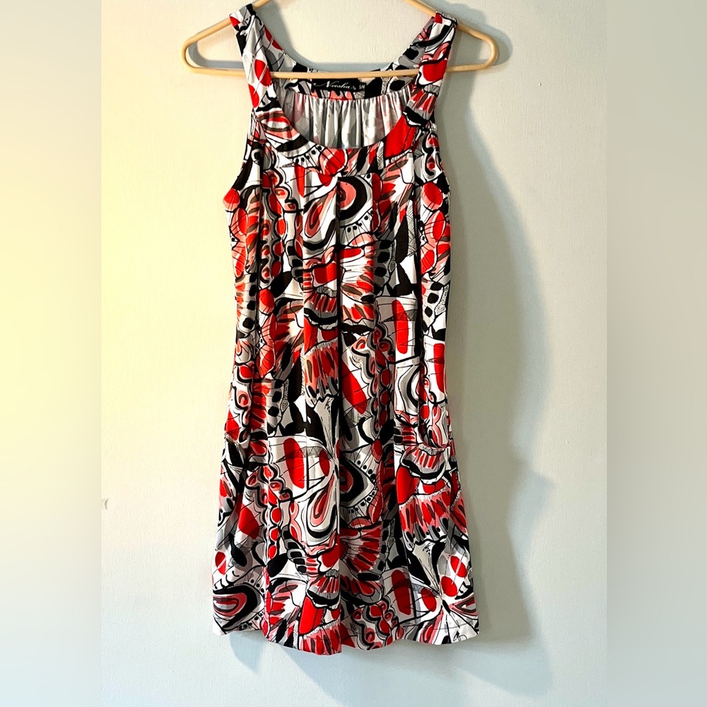 Stylish Red and Black Patterned‎ Dress